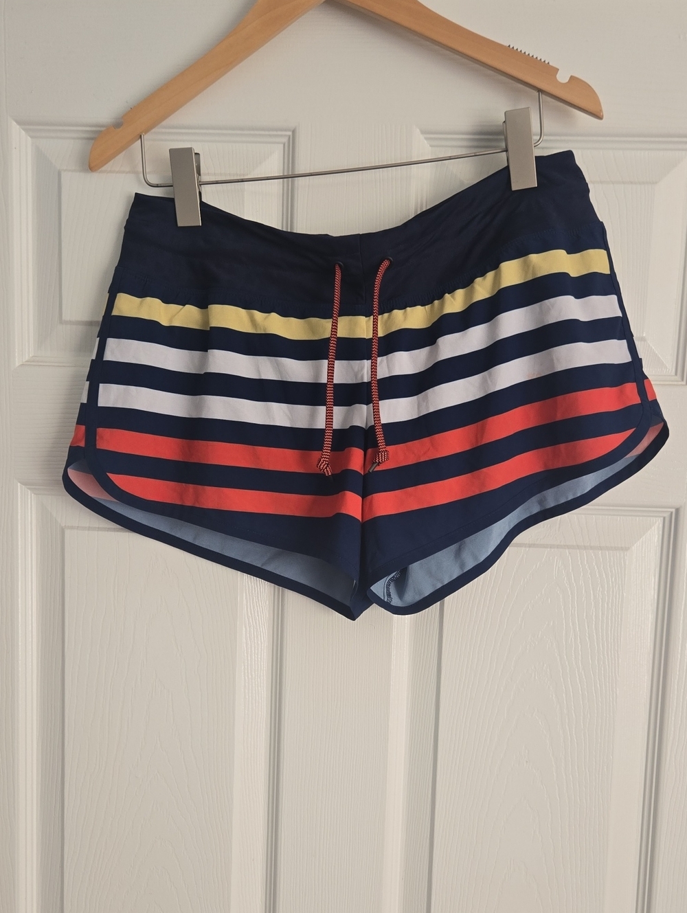Rabbit Women’s Striped Athletic Drawstring Shorts - Navy, Orange, White, Yellow